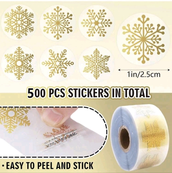 Gold Snowflake Sticker Roll - Picture 3 of 4